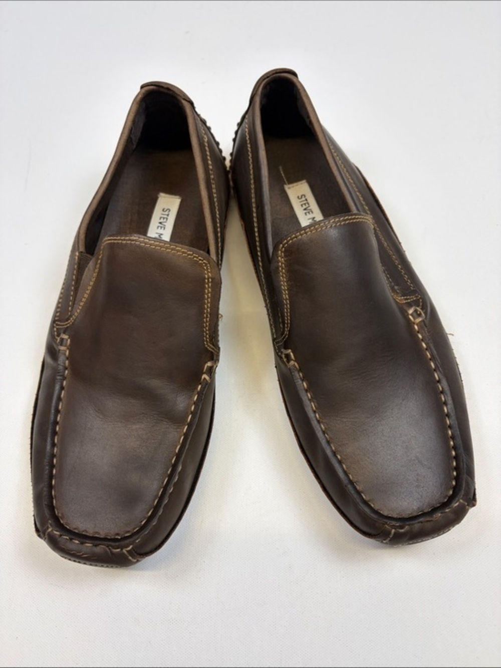 STEVE MADDEN ROCKKIT MENS SIZE 10 BROWN LEATHER LOAFERS SLIP ON DRIVING SHOES